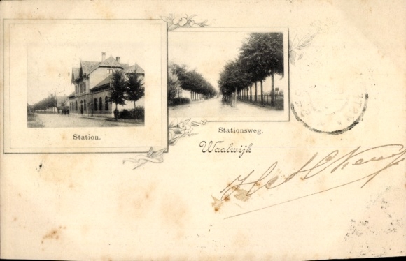 Postcard Waalwijk North Brabant Netherlands, train station, Stationsweg