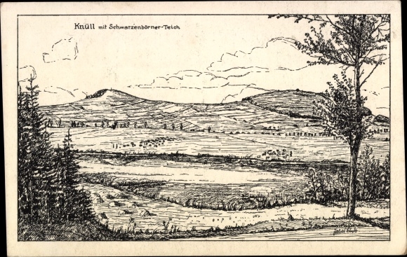 Kunstenaar Ak Schwarzenborn ben Knüll Hesse, Schwarzenbörner Teich