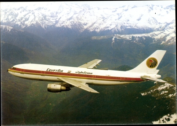 Postcard passenger aircraft Airbus A 300 of Egypt Air