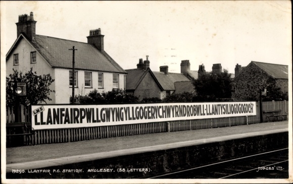 Postcard Anglesey Wales, Llanfair PG Station, Judges 19290