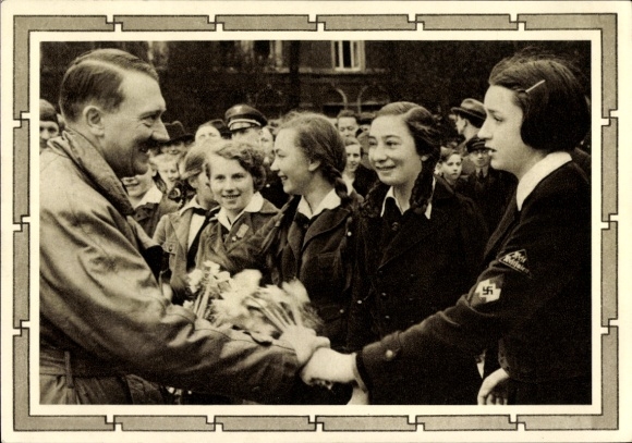 Postal stationery Postcard Führer and Reich Chancellor Adolf Hitler, well-wishers, BDM