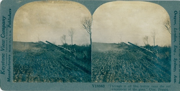 Stereo photo Oise, Enormous French field guns, I WW