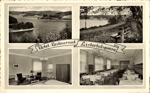 Ak Olpe im Sauerland, Hotel-Restaurant Listertalsperre, binnenaanzicht