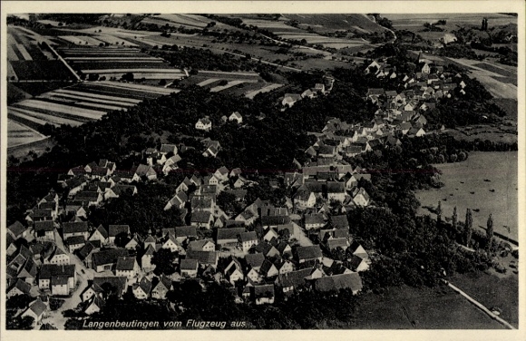 Postcard Langenbeutingen Langenbrettach in Württemberg, aerial photograph