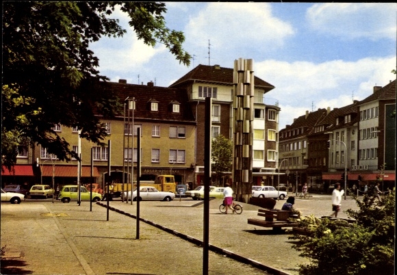 Postcard Viersen in North Rhine-Westphalia, market square, modern architecture, trees, cars, people, so...