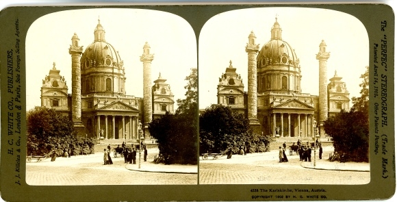 Stereo photo Vienna 1. Inner city Austria, Karlskirche