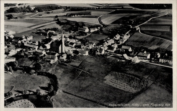 Postcard Hebertsfelden Lower Bavaria, aerial photograph