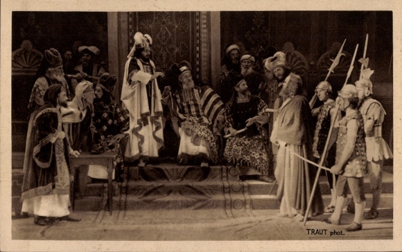 Postcard Oberammergau in Upper Bavaria, Passion Play 1922, Jesus before the Sanhedrin
