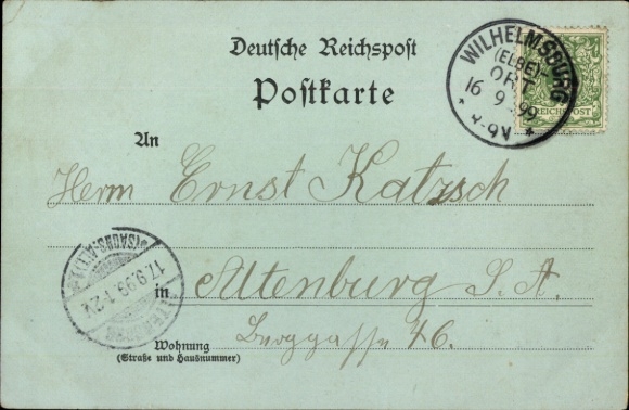 Moonlight Postcard Hamburg Altona Klein Flottbek, Botanical Garden, Customs Directorate Building