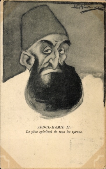 Artist Postcard Abdülhamid II, Sultan of the Ottoman Empire, caricature