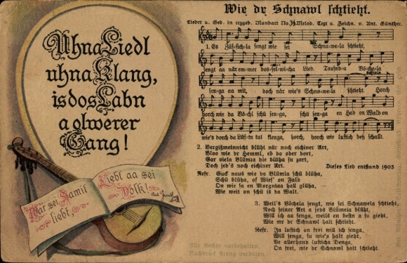 Lied Ak Wie dr Schnawl schtieht, erzgebirgische Mundart, Anton Günther
