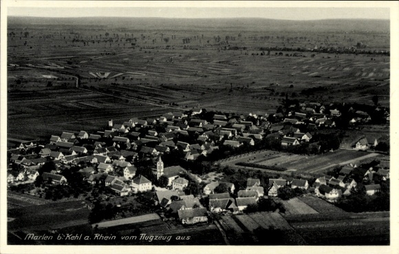 Postcard Marlen Kehl am Rhein, aerial view of Marlen, idyllic landscape, many houses, no people