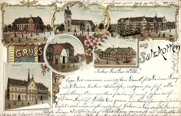 Ak Salzkotten in Westfalen, internaat, kerk