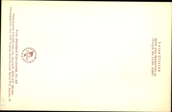 Postcard actress Luise Ullrich, don&#39;t forget love, portrait