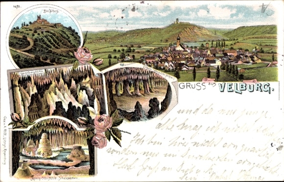 Chromo-Litho Velburg in the Upper Palatinate, total, King Otto Cave, The Velburg