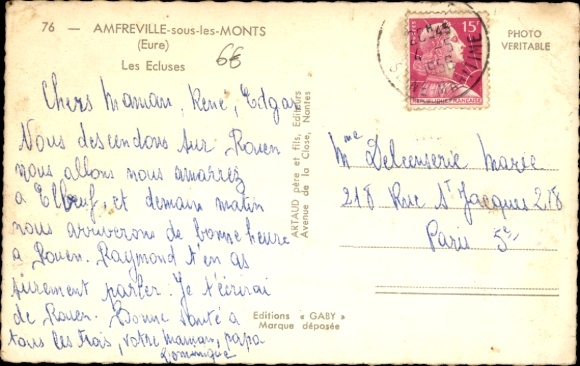 Postcard Amfreville sous les Monts Eure, locks