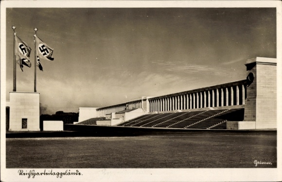 Postcard Nuremberg, Nazi Party Rally Grounds, Führer's platform on the Zeppelinwiese, seen from the east