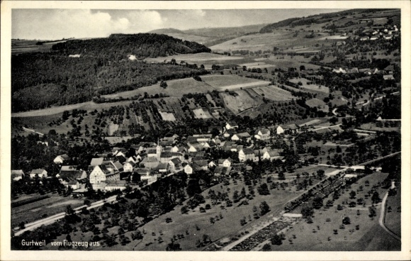 Postcard Gurtweil Waldshut Tiengen am Hochrhein, aerial photograph
