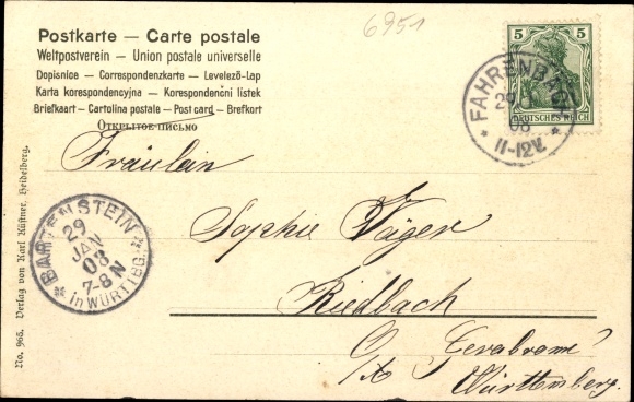 Postcard Fahrenbach in the Odenwald, inn to the green tree