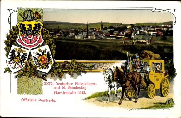 Privat-Ganzsache Bayern PP 22 C 2 07, 24. Deutscher Philatelistentag Marktredwitz 1912, SSt. B0.01