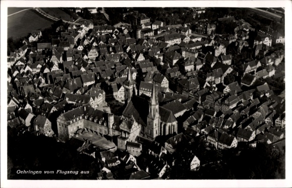Postcard Oehringen Öhringen in the Hohenlohekreis Württemberg, aerial view of buildings, city view