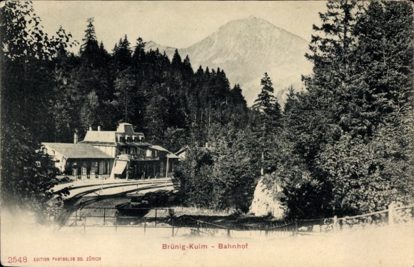 Ak Brünig Kulm Kanton Bern, Bahnhof, Geisseite