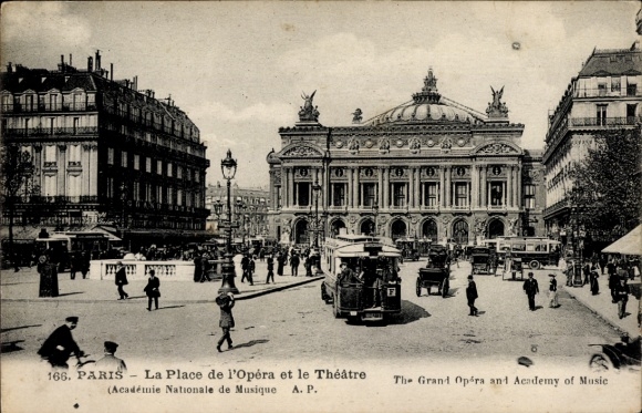 Postcard Paris XI, Place de la Opera and Theater