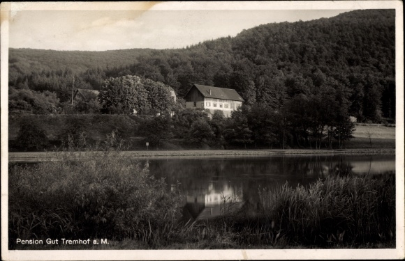 Postcard Tremhof Boxtal Freudenberg am Main, Pension Gut Tremhof, owner A. Schretzmann