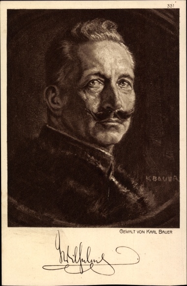 Artist PC Bauer, Karl, Kaiser Wilhelm II., Portrait, Ostpreußenhilfe 1914/15