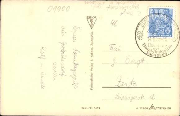 Postcard Großröhrsdorf in Saxony, town hall