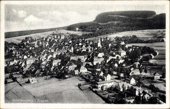 Ak Scheibenberg im Erzgebirge, Fliegeraufnahme
