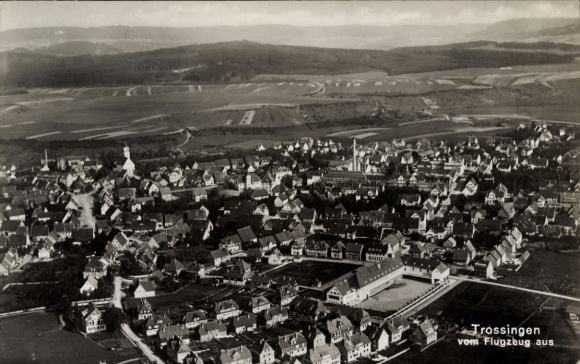 Postcard Trossingen auf der Baar, aerial photograph