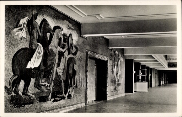 Postcard Waldbröl, Waldbröl Hospital with murals
