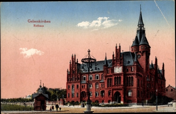 Postcard Gelsenkirchen in the Ruhr area, town hall