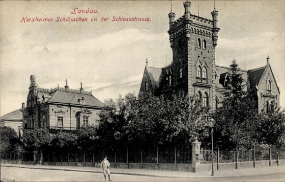 Ak Landau an der Isar Niederbayern, Herxheimer Schlösschen, Schlossstraße