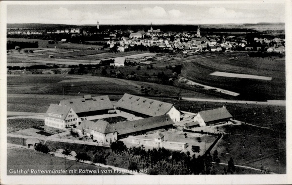 Postcard Rottenmünster Rottweil am Neckar, aerial photograph, manor house