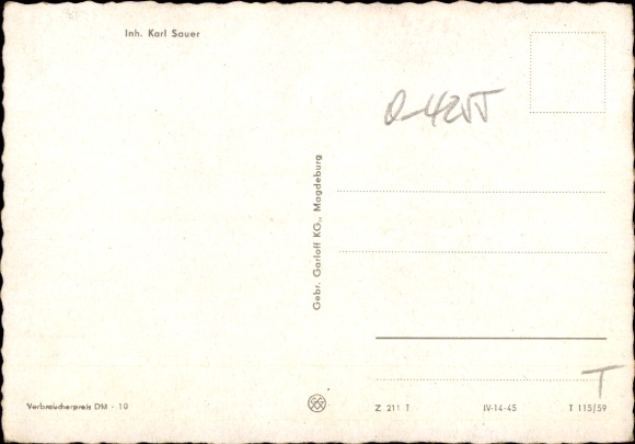 Postcard Klostermansfeld in Saxony Anhalt, train station, station restaurant Sauer