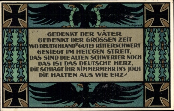 Artist Postcard Schauroth, Lina v., War Women's and Children's Welfare Bingen, Remembers the Fathers