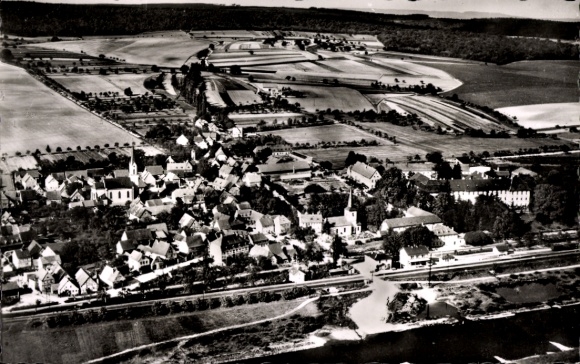 Postcard Obertheres Theres in Lower Franconia, aerial photograph