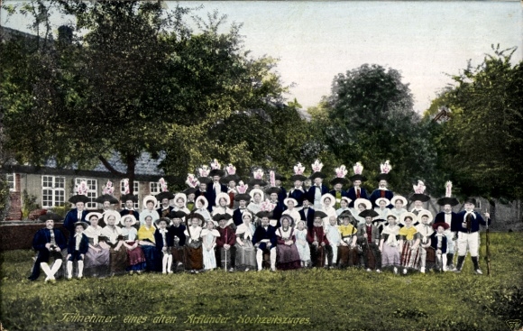 Ak Badbergen Artland, Hochzeitsgesellschaft, Volkstrachten, Trachtenfest