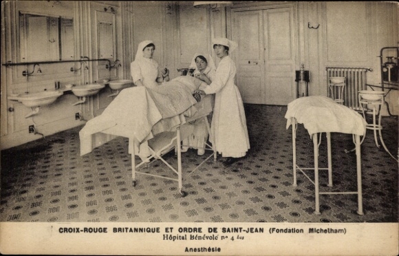 Postcard British Red Cross, Fondation Michelham, Ordre de Saint-Jean, Anaesthesiology, Nurses