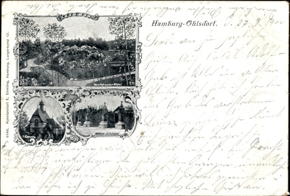 Ak Hamburg Ohlsdorf, geologische heuvel, zij-ingang, 3e kapel