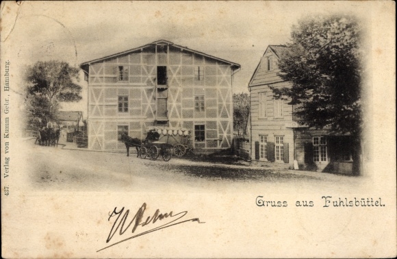 PC Hamburg North Fuhlsbüttel, street section, half-timbered house