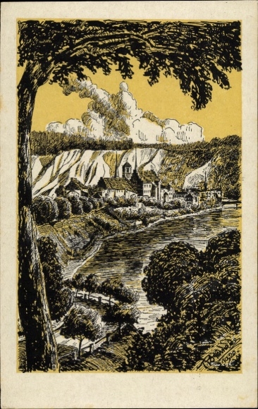 Artist Postcard Wasserburg am Inn Upper Bavaria, general view