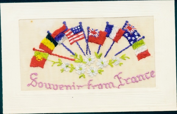 Fabric PC France with allies, Souvenir from France, USA, Belgium, Italy