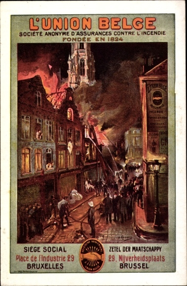 Postcard The Belgian Union, Anonymous Fire Insurance Company
