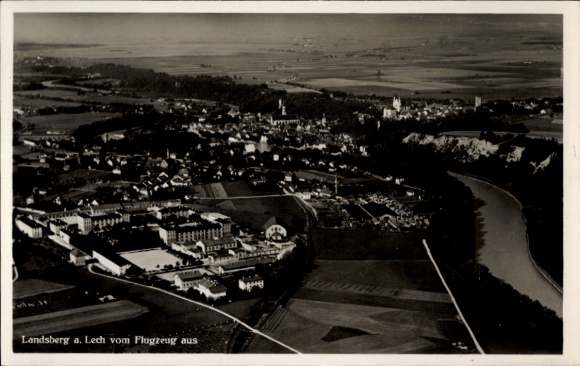 Postcard Landsberg am Lech Upper Bavaria, aerial photograph