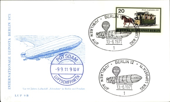 Ak Berlin, Internationale Luposta 1971, Zeppelin, Luftschiff Schwaben, Luftpostausstellung