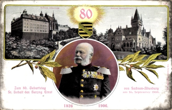 Ak Altenburg in Thüringen, Schloss, Herzog Ernst von Sachsen Altenburg, Schloss Hummelshain
