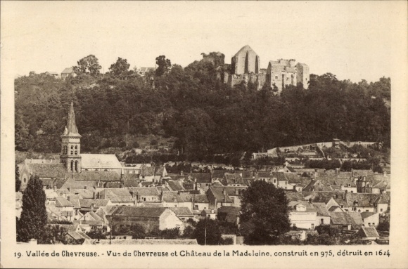 Ak Chevreuse Yvelines, Vallée de  Kirche, Château de la Madeleine,  Landschaft